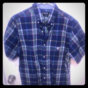Chaps Men’s Button Up Plaid Blue Size Medium